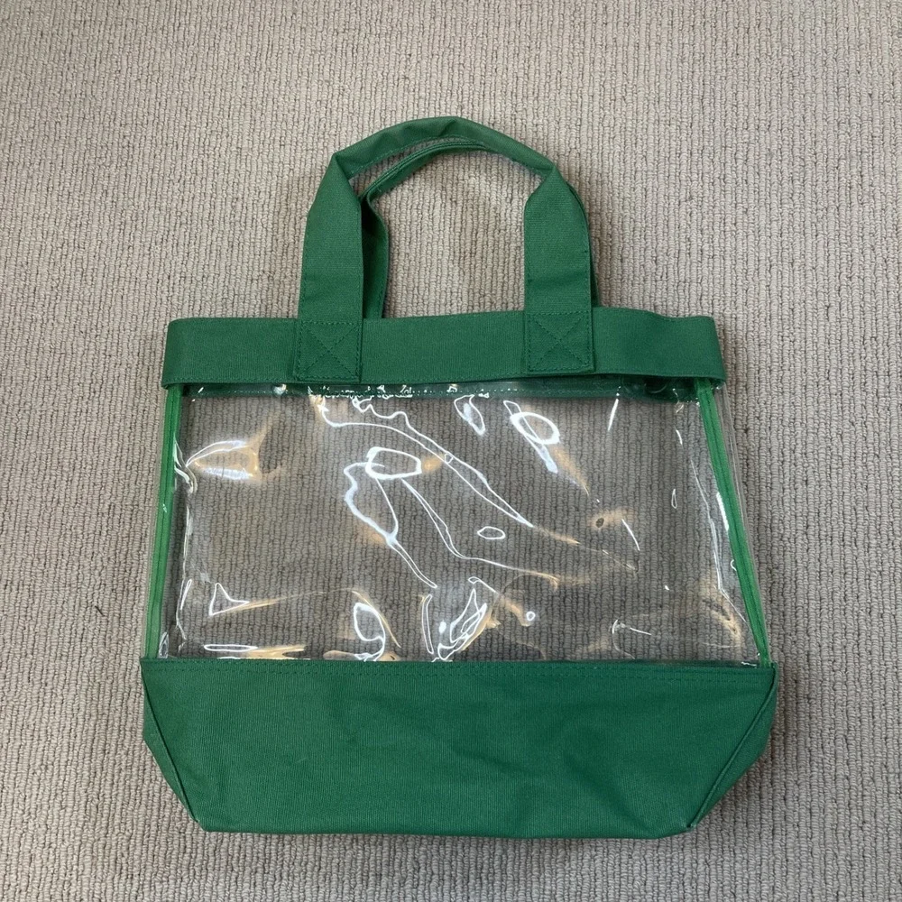 Pottery Barn Kids Clear Plastic Green Canvas Tote
